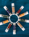 Old California Botanicals Gift Box Sampler – assorted botanical lip balms arranged in a circle – Old California Botanicals