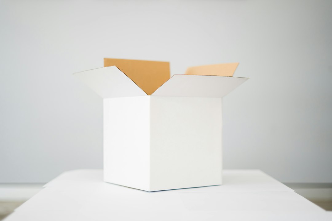 White box on white table