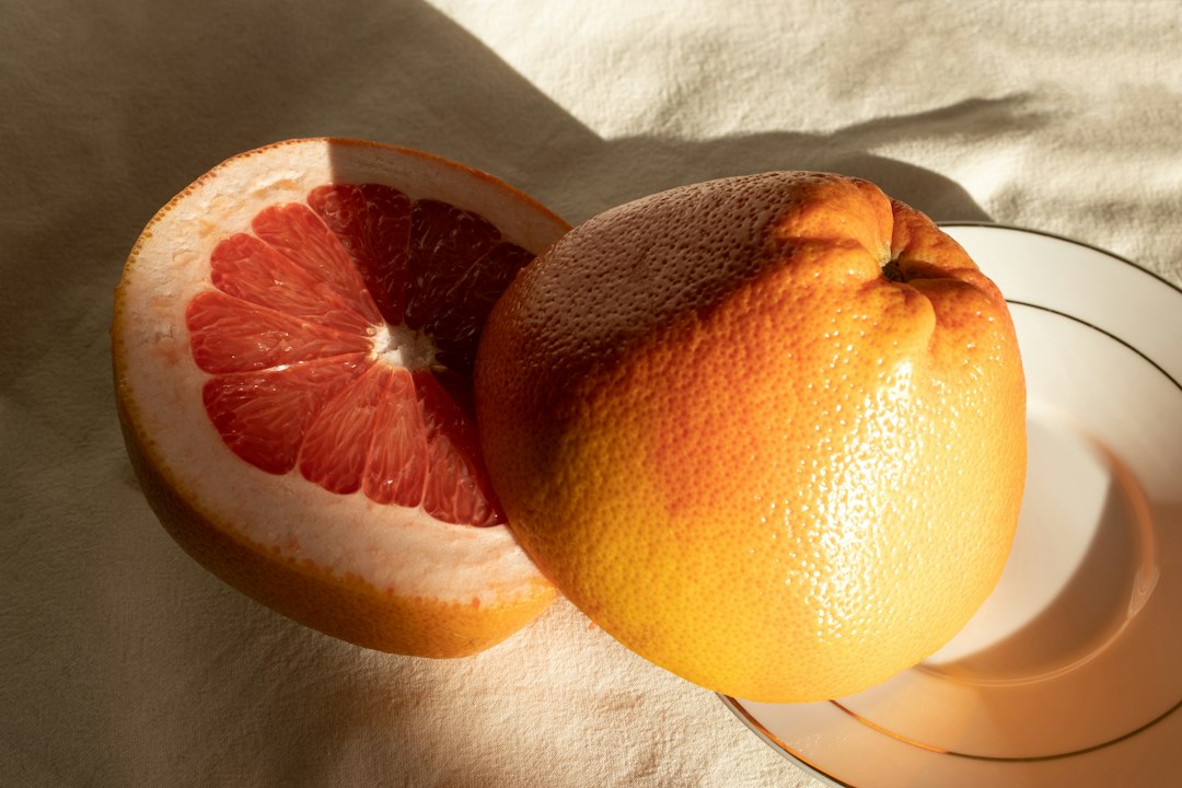 A fruit cut in half